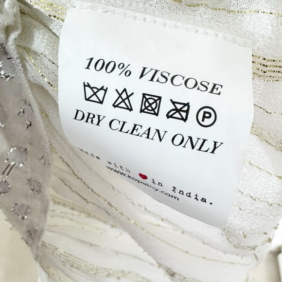 Anthropologie Kopal Tiered Mini Dress White with Metallic Threads Size S - Picture 8 of 10